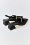 Black Flexible Sole Pointed Toe Stone Detailed Mid-Heel Open Back Slingback Shoes - 4