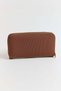 Brown Woven Textured Large Wallet with Multiple Compartments and Zipper Detail - 3