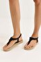 Black Shiny Stone Detailed Non-Slip Sole Flip-Flop Sandals Suitable for Daily Use - 2