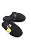 Black Boucle Textured Lightweight Single Buckle Detailed Daily Use Winter House Slippers