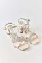 Cream-Colored Flexible Sole, Cross-Strapped, Stone Detailed Ankle Strap Heeled Shoes - 2