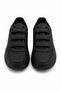 Black Faux Leather Three-Stripe Velcro Closure Low-Sole Comfortable Casual Shoes - 2
