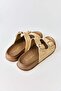 Beige Wicker Textured Double-Strapped Buckle Detailed Comfortable Anatomical Sole Daily Slippers - 4