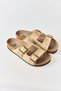 Cream Suede Textured Anatomical Sole Double Buckle Strap Comfortable Slippers Suitable for Daily Use - 2