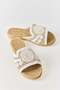 White Macrame Knitted Textured Slippers with a Lightweight and Flexible Structure, Suitable for Daily Use, Detailed Design