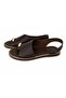 Brown Light Flexible Textured Thin Sole Comfortable Sandals with Gold Buckle Detail and Open Sides - 2