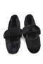 Black Plush Textured Lightweight and Flexible Single-Strap Winter Casual Home Shoes - 4