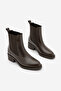 Women's Elastic Side Strap Heeled Casual Boots Espato Brown - 5