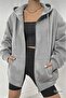 Women's Gray Full Zip Cardigan Jacket