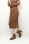 Women/Girls Tan Zippered Thick Heeled Boots - 3