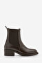 Women's Elastic Side Strap Heeled Casual Boots Espato Brown - 3