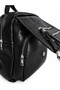 Women's 3-Compartment Black Soft Leather Covered Backpack with Tassel and Column Strap, Leather Detail - 4