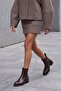 Women's Elastic Side Strap Heeled Casual Boots Espato Brown - 4