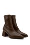 Women's Brown Leather-Look Thick Heeled Stretch Boots - 4