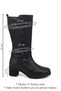 Women's Black Thick Heeled Genuine Leather Boots - 3