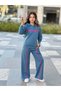 Striped Detail Youth and Children's 2-Piece Set Palazzo Pants+Sweatshirt - 3