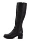 Women's Black Floater Zippered Thick Heeled Genuine Leather Boots - 5