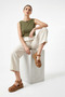 Women's Tan Antique Velcro Strap Wedge Heel Genuine Leather Sandals - 3