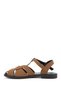 Women's Tan Suede Buckled Strappy Closed Toe Shoes Sandals - 5
