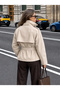 Belted Stand Collar Short Trench Coat Jacket - 2