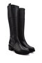 Women's Black Floater Zippered Thick Heeled Genuine Leather Boots - 4