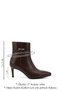 Women's Brown Platinum Zippered Thin Heeled Genuine Leather Boots - 3