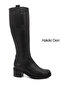 Women's Black Floater Zippered Thick Heeled Genuine Leather Boots