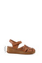 Women's Tan Antique Velcro Strap Wedge Heel Genuine Leather Sandals - 2