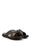 Men's Brown Cross-Strapped Genuine Leather Slippers - 2