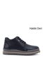 Navy Blue Antique Gön Genuine Leather Round Toe Thermo Sole Lace Up Zipper Casual Men's Boots 05203