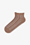 Coffee Beige Jacquard Ruffled Cotton 5 Pairs of Booties Socks - 3