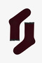 Burgundy Black Tulle Cotton 3 Pair Socks - 2