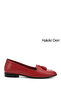 Women's Red Antique Genuine Leather Tasseled Ballerinas