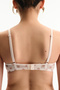 Cream Pink Underwire Mesh Polka Dot Patterned Bra - 2