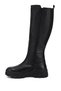 Black Floater Genuine Leather Round Toe Wedge Heeled Zippered Women's Daily Boots 47521 - 4