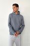 Men's Hooded Printed Kangaroo Pocket Sweatshirt Dark Blue - 25K 5281 - 4