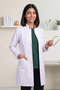 Women's High Collar Long Sleeve Long Length Snap Fastener White Alpaca Doctor and Nurse Coat - 5