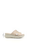 Women's Beige Wedge Sole Genuine Leather Slippers - 2