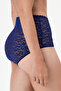 Navy Blue Easy Lace High Waist Slip Panties - 2