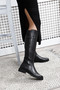Women/Girls Black Zippered Rubber Sole Genuine Leather Boots - 3