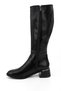 Women's Black Zippered Thick Heeled Boots - 5