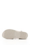 Women's Beige Antique Velcro Strap Wedge Heel Genuine Leather Sandals - 6