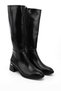 Women's Black Zippered Thick Heeled Boots - 4