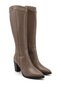 Women's Mink Antique Pointed Toe Thick Heeled Genuine Leather Boots - 5