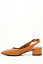 Women / Girls Light Tan Thick Heeled Slingback Genuine Leather Shoes - 4