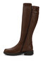 Women's Coffee Floater Zippered Rubber Sole Genuine Leather Boots - 5