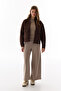 Brown Pocket Detailed Scuba Zippered Long Sleeve Jacket - 4