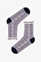 Navy White Vintage Bowtie Bow Patterned Cotton 2 Pair Socks - 2