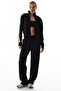 Black Silky Touch Sweatshirt with Stripe Detail - 2
