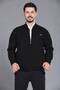 Black Men's Dad and Middle-Aged Knitwear Steel Knit Lined Acrylic Zipper Pocket Oversized Dad Cardigan - 6